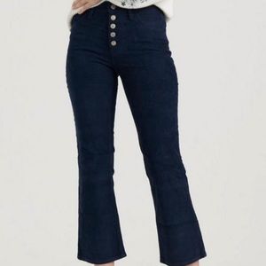 Lucky Brand High Rise Crop Mini Boot Navy Corduroy Pants